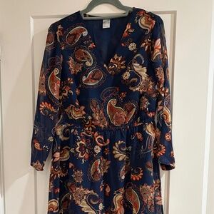 Size 4 Blue Paisley Midi Dress